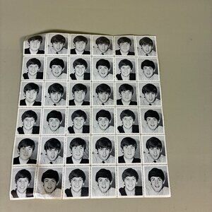 The Beatles Black & White Photo Stamp Sheet Vintage 36 Stamps Old Stock